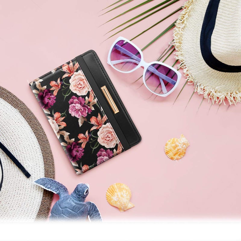 Coco Rossi Passport Holder Cover RFID Blocking Cute Slim Travel Passport Wallet for Women,Black - Image 5