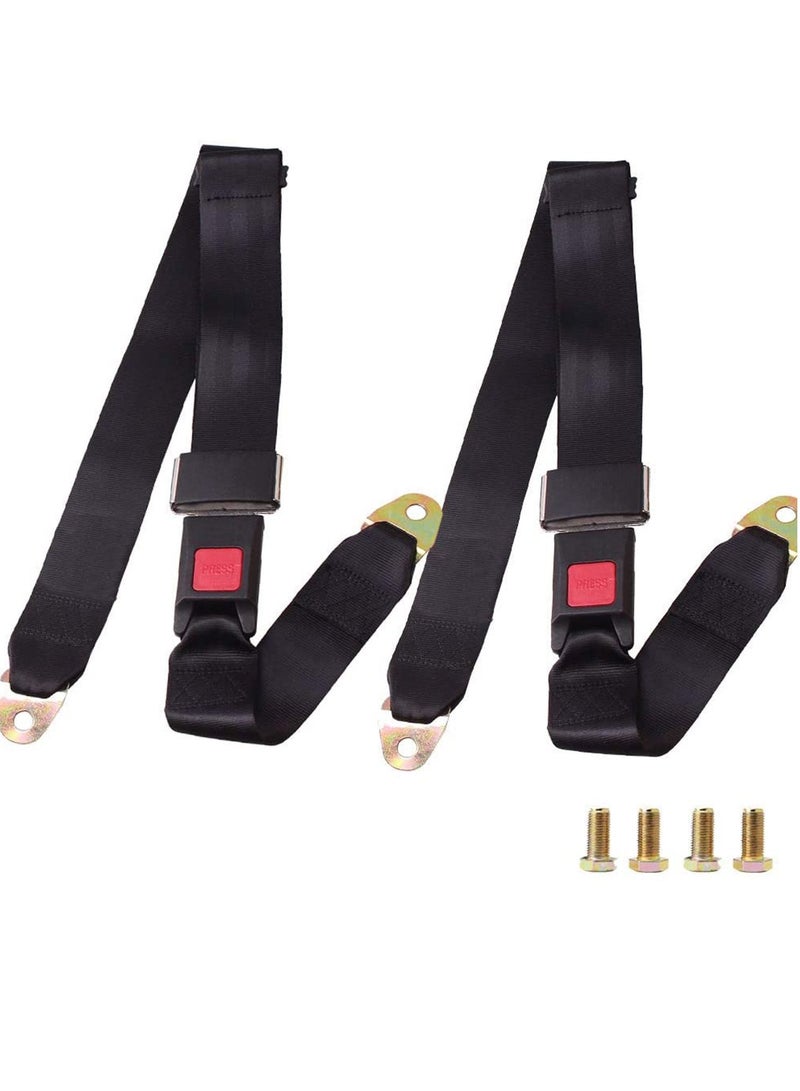 Universal Seat Belt 2 Point Seat Belt Adjustable Lap Strap Buckle Universal Golf Cart Belt Kit Adjustable Retractable Belt Kit for Truck Go Kart Van VR UTV and Buggies 50" 2 Pack - Image 1