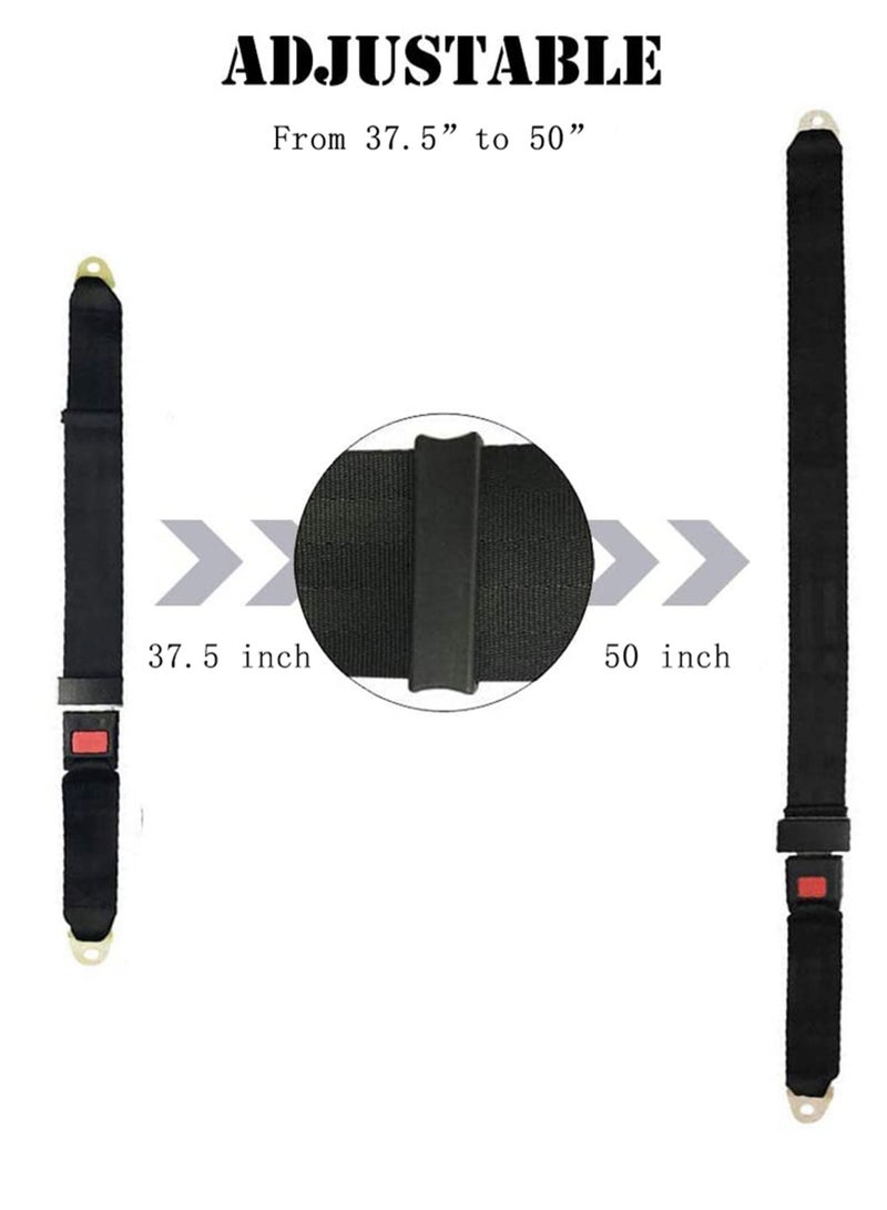 Universal Seat Belt 2 Point Seat Belt Adjustable Lap Strap Buckle Universal Golf Cart Belt Kit Adjustable Retractable Belt Kit for Truck Go Kart Van VR UTV and Buggies 50" 2 Pack - Image 3