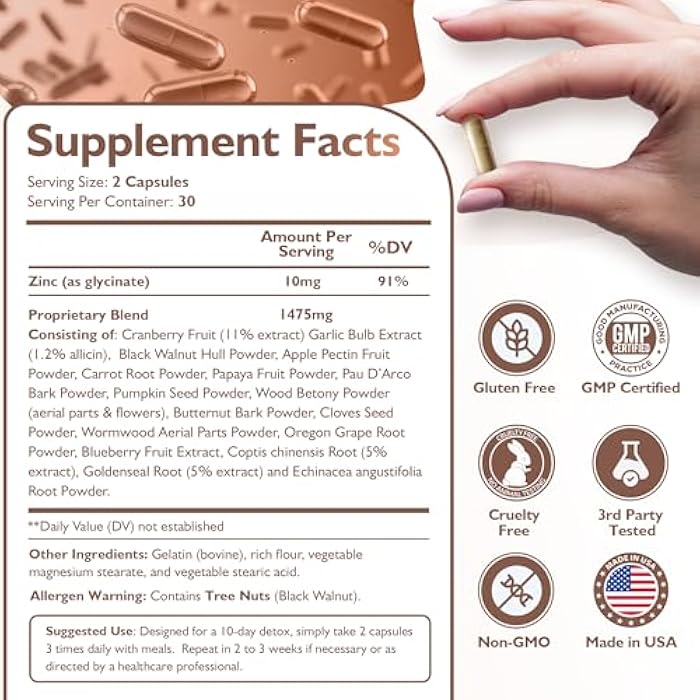Happee ParaComplex Intestinal Guard for Humans - para Purge Herbal Cleanse for Gut Health & Digestive Balance - with Wormwood, Black Walnut, Garlic & More - 60 Capsules - Image 5