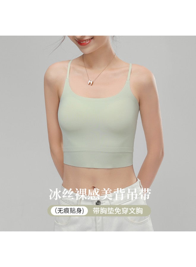 Top melon Seamless Comfortable Ice Silk Undershirt With Beautiful Back Design, Bralette And Bra Top - Image 3