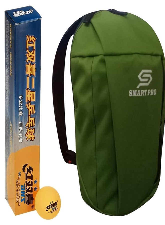 DHS TT Ball 40MM 2 Star Orange (6 Pcs Box) 48 PCS with Smart PRO TT Special Cover Speed Green - Image 1