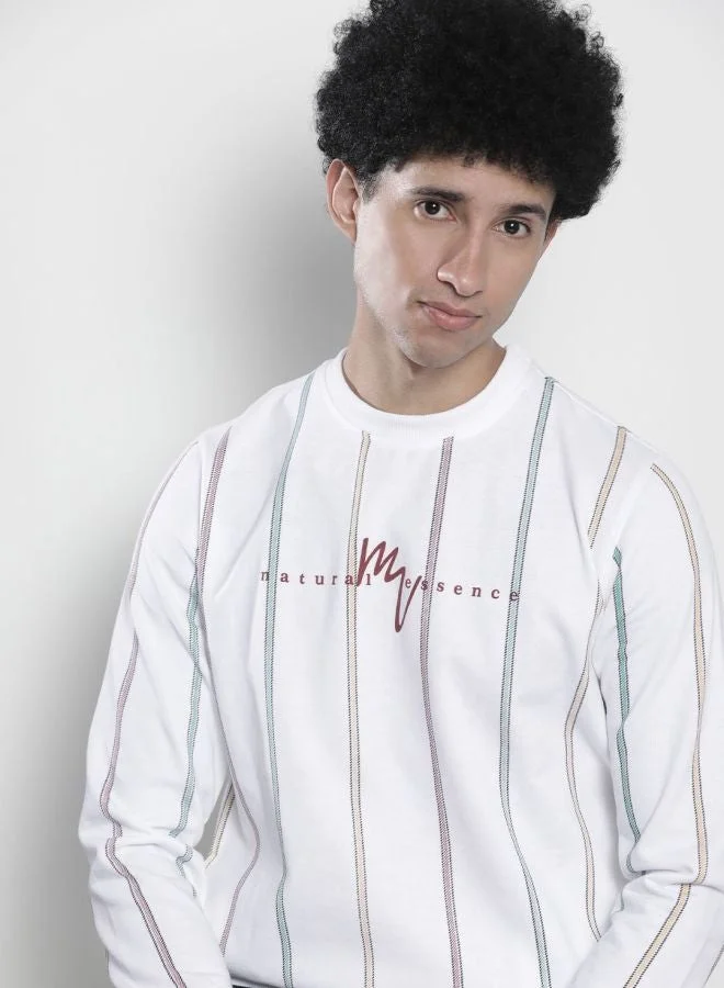 The Indian Garage Co  The Indian Garage Co Men Regular Fit Striped Crew Neck Full Sleeves Sweatshirt  | Best Price UAE