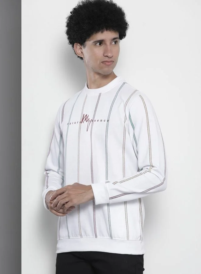 The Indian Garage Co Men Regular Fit Striped Crew Neck Full Sleeves Sweatshirt