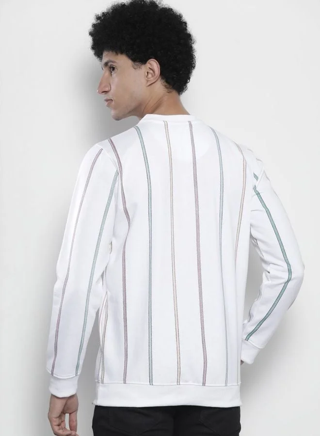 The Indian Garage Co  The Indian Garage Co Men Regular Fit Striped Crew Neck Full Sleeves Sweatshirt  | Best Price UAE