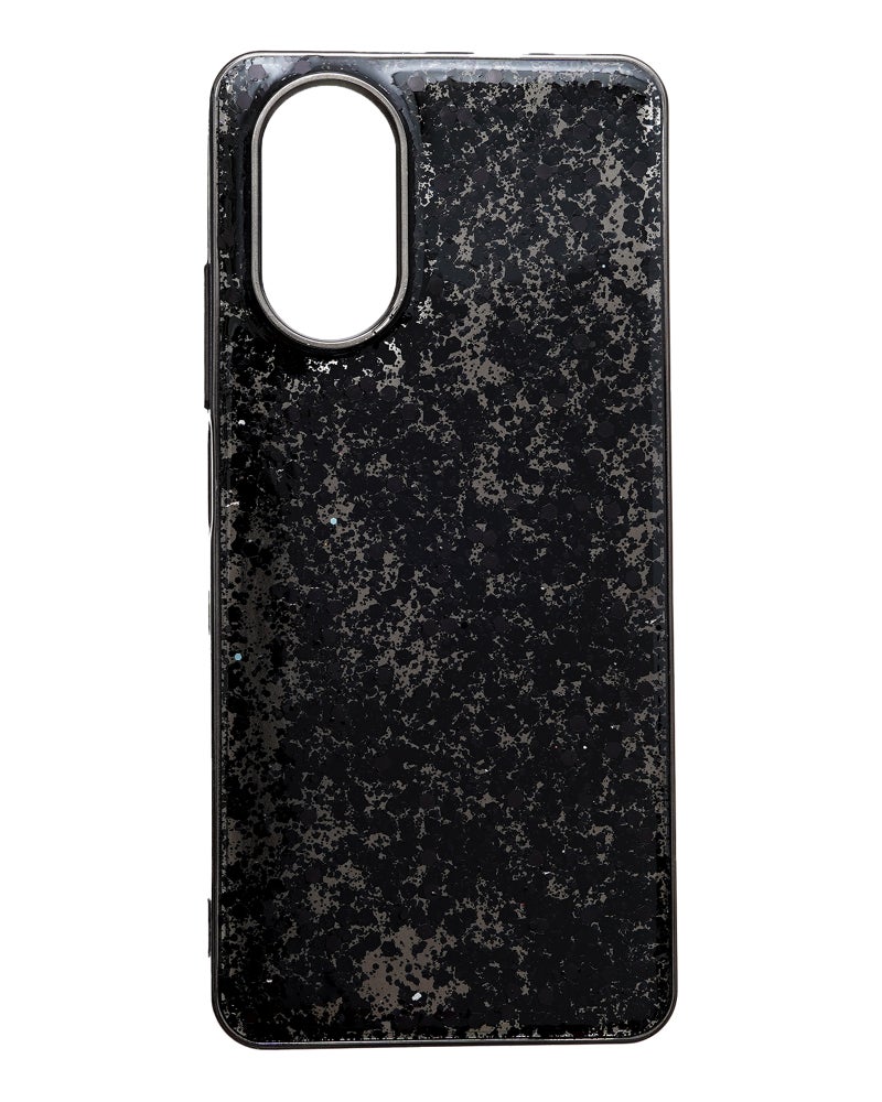 Glitter Plastic Mobile Phone Case With Cute Design for Realme C67 4G - Black - Image 1