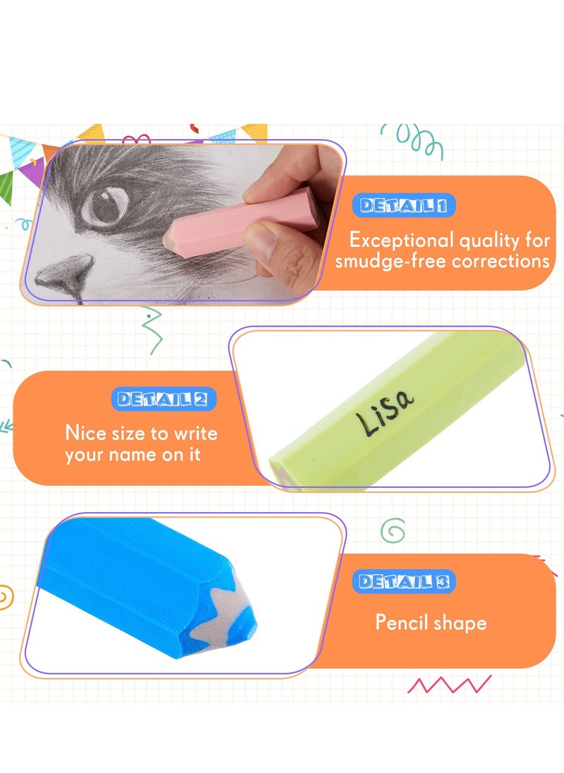 SYOSI 20 Pcs Eraser for Kids Pencil Shaped Erasers Rainbow Pencil Eraser Colored Erasers for School Classroom Office Prize Gifts(Random color）  - Image 2
