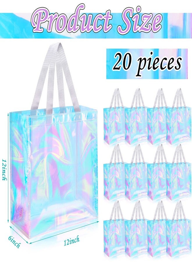 Saintrygo 20 Pack Clear Tote Bags Bulk 12 x 12 x 6 PVC Plastic Tote Bag with Handles for Stadium Work Beach Sports(Laser Color) - Image 4