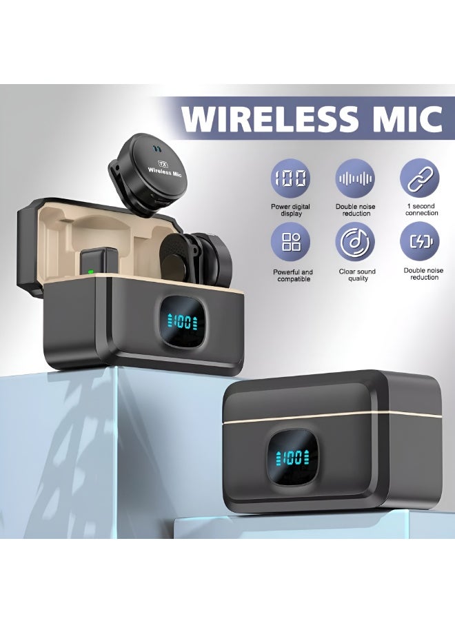 ماركة غير محددة - ميكروفون تسجيل لاسلكي مغناطيسي PD للمقابلات و تسجيل الفديوهات بتقنية 2.4GHz صوت نقي ومرتفع حساسية عالية – أسود - Image 1