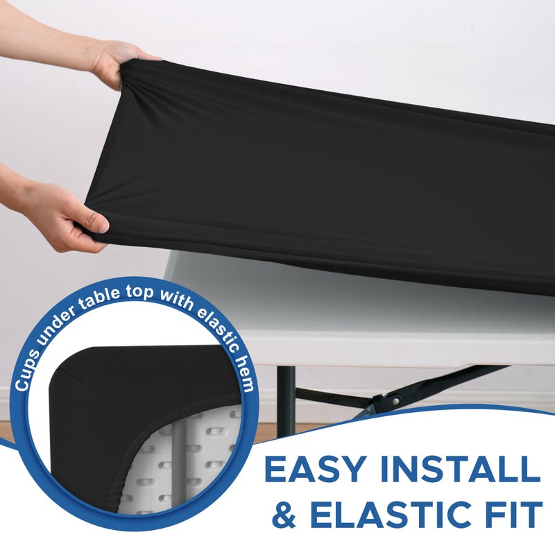 Enjoyidea Square Fitted Tablecloth 34x34 Inch-2 Pack Black Card Elastic Spandex Table Cover-Small Stretch Folding Table Cloths Topper Cap for Kitchen Dining Picnic Patio Outdoor Party Tables - Image 4