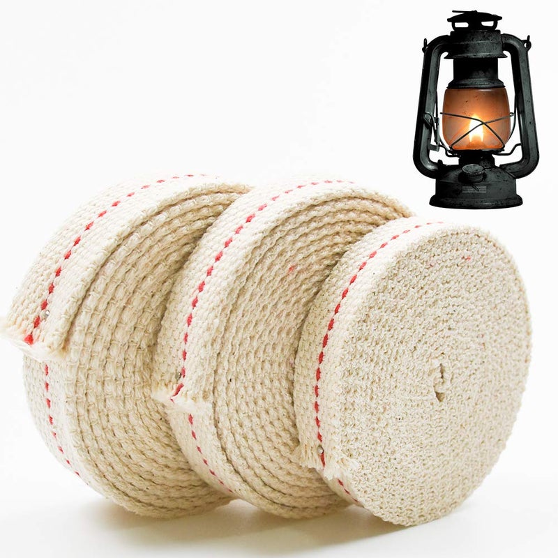 Jolbndcv 3 Rolls 195 Foot Oil Lamp Cotton Flat Wick 100 Cotton for Oil Lamps or Paraffin Oil and Kerosene Based Lanterns 12 34 78 65 Feet per Roll 