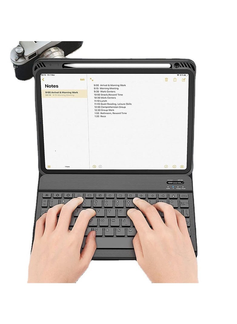 Lightweight Smart Cover with Magnetically Detachable Wireless Keyboard for iPad Air 2022(5th Gen)/2020(4th Gen) 10.9inch Black