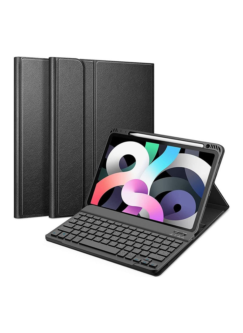 Lightweight Smart Cover with Magnetically Detachable Wireless Keyboard for iPad Air 2022(5th Gen)/2020(4th Gen) 10.9inch Black