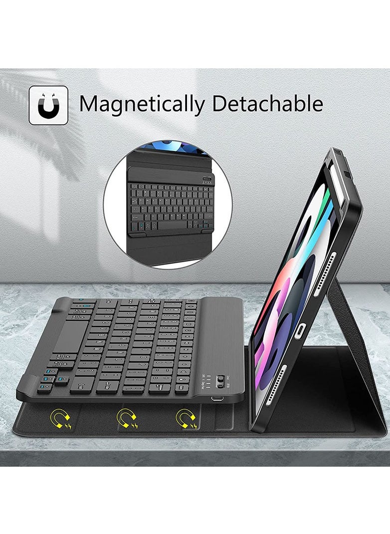 Lightweight Smart Cover with Magnetically Detachable Wireless Keyboard for iPad Air 2022(5th Gen)/2020(4th Gen) 10.9inch Black