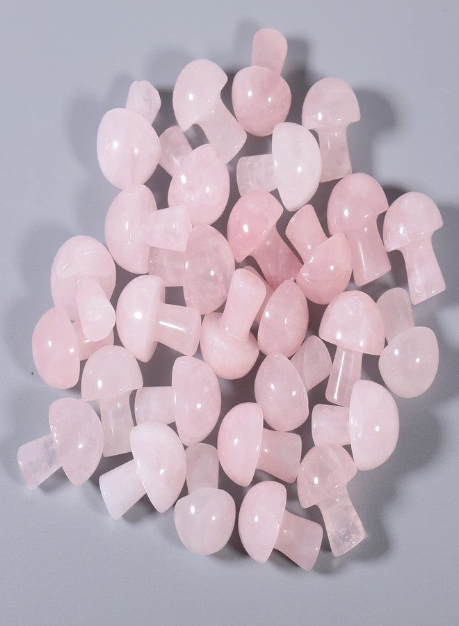 Loveliome 7Pcs Crystal Mushroom Sculpture Stone Statue Figurine, Hand Carved Gemstone Mushrooms Crafts Healing Chakra Decor, Rose Quartz - Image 5