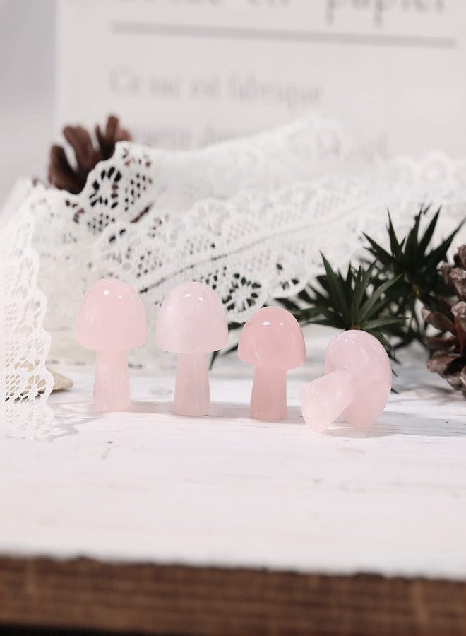 Loveliome 7Pcs Crystal Mushroom Sculpture Stone Statue Figurine, Hand Carved Gemstone Mushrooms Crafts Healing Chakra Decor, Rose Quartz - Image 3