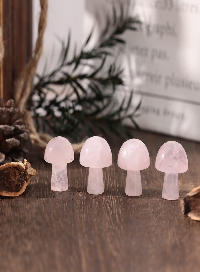 Loveliome 7Pcs Crystal Mushroom Sculpture Stone Statue Figurine, Hand Carved Gemstone Mushrooms Crafts Healing Chakra Decor, Rose Quartz - Image 4