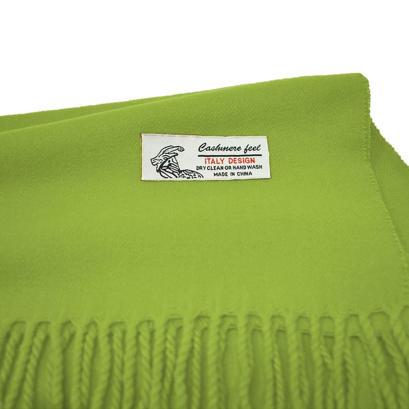 Glory Max Unisex Plain Solid Color Winter Scarf Cashmere Feel Soft Classic 72"x12" (Lime Green) - Image 4