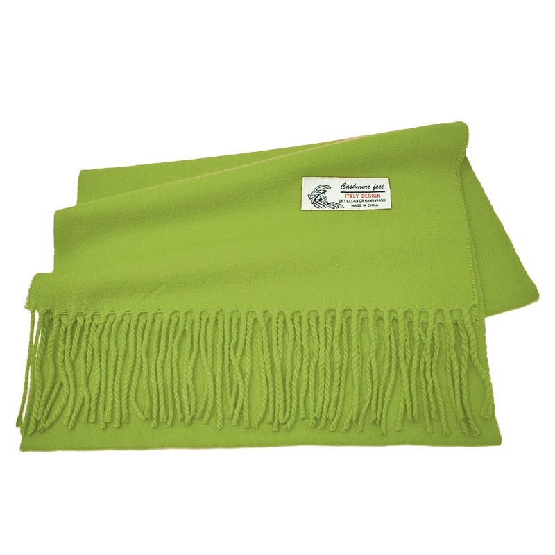 Glory Max Unisex Plain Solid Color Winter Scarf Cashmere Feel Soft Classic 72"x12" (Lime Green) - Image 3