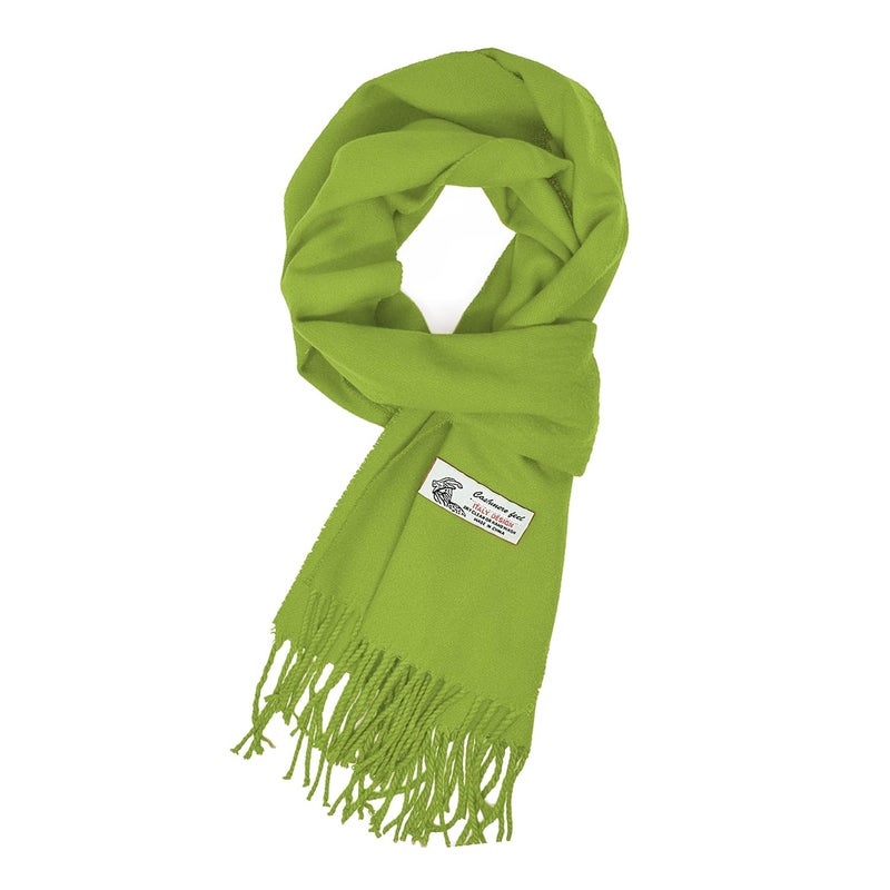 Glory Max Unisex Plain Solid Color Winter Scarf Cashmere Feel Soft Classic 72"x12" (Lime Green) - Image 1