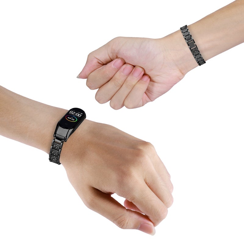 erorex For Xiaomi Mi Band 7 Universal Three-Beads Full Diamond Metal Watch Band(Black) - Image 3