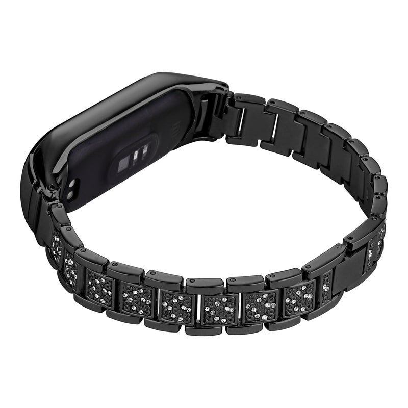 erorex For Xiaomi Mi Band 7 Universal Three-Beads Full Diamond Metal Watch Band(Black) - Image 2