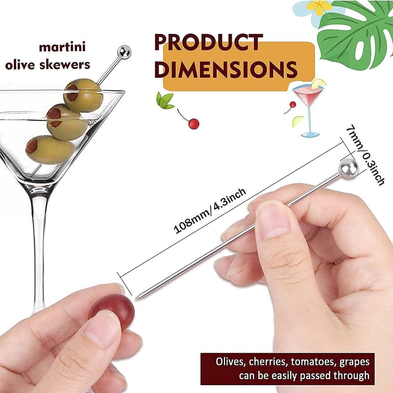GDBY 12PCS cocktail picks, 4.3 Inches Reusable Stainless Steel Cocktail Garnish Toothpicks Set，Fancy Metal Drink Skewers Garnish Swords Sticks for Martini Olives Appetizers Bloody Mary Brandied - Image 5