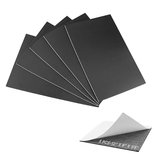 Storystore 5 Pcs Foam Padding Sheets - 12" x 8" x 1/8" Self Adhesive Closed Cell Foam Neoprene Rubber Sheets Insulation Anti Vibration Rubber Pads with Adhesive, Black - Image 1