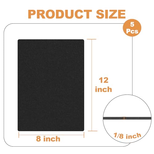 Storystore 5 Pcs Foam Padding Sheets - 12" x 8" x 1/8" Self Adhesive Closed Cell Foam Neoprene Rubber Sheets Insulation Anti Vibration Rubber Pads with Adhesive, Black - Image 2
