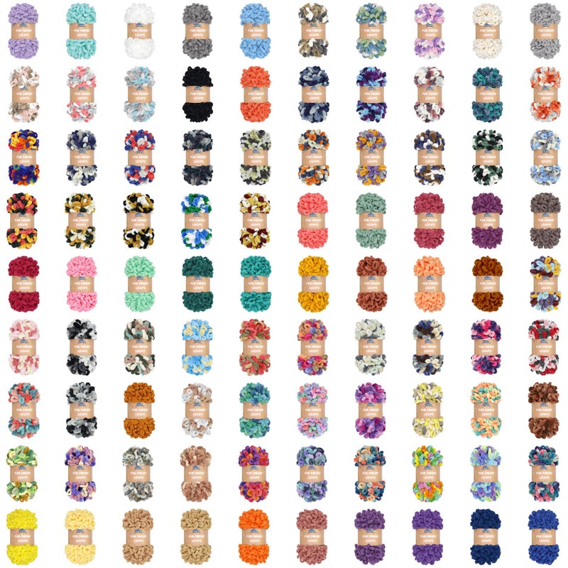 BambooMN JubileeYarn Fun Finger Loops Yarn - Jumbo Polyester - 100g/Skein - Variety Pack - 3 Skeins - Image 1