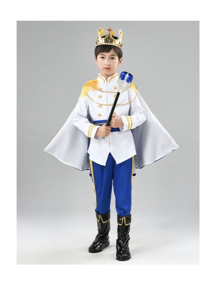 Bukela Prince Charming Cosplay Costume Set  with Crown and Cape for Toddler Kid Medieval Royal Prince Jacket Pants Crown Dress Up Party Outfit For Boys kids costumes - Image 1