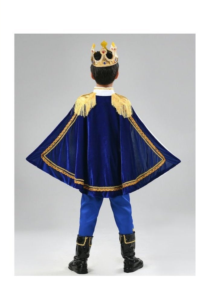 Bukela Prince Charming Cosplay Costume Set  with Crown and Cape for Toddler Kid Medieval Royal Prince Jacket Pants Crown Dress Up Party Outfit For Boys kids costumes - Image 3