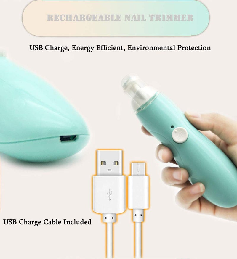 Fansidi Baby Nail Trimmer Electric Rechargeable, Gentle Baby Nail File Electric| 13 Grinding Heads| Stepless Speed| LED Light| Dust Shield| Baby Nail Clippers for Newborn Infant Toddler, Blue - Image 2