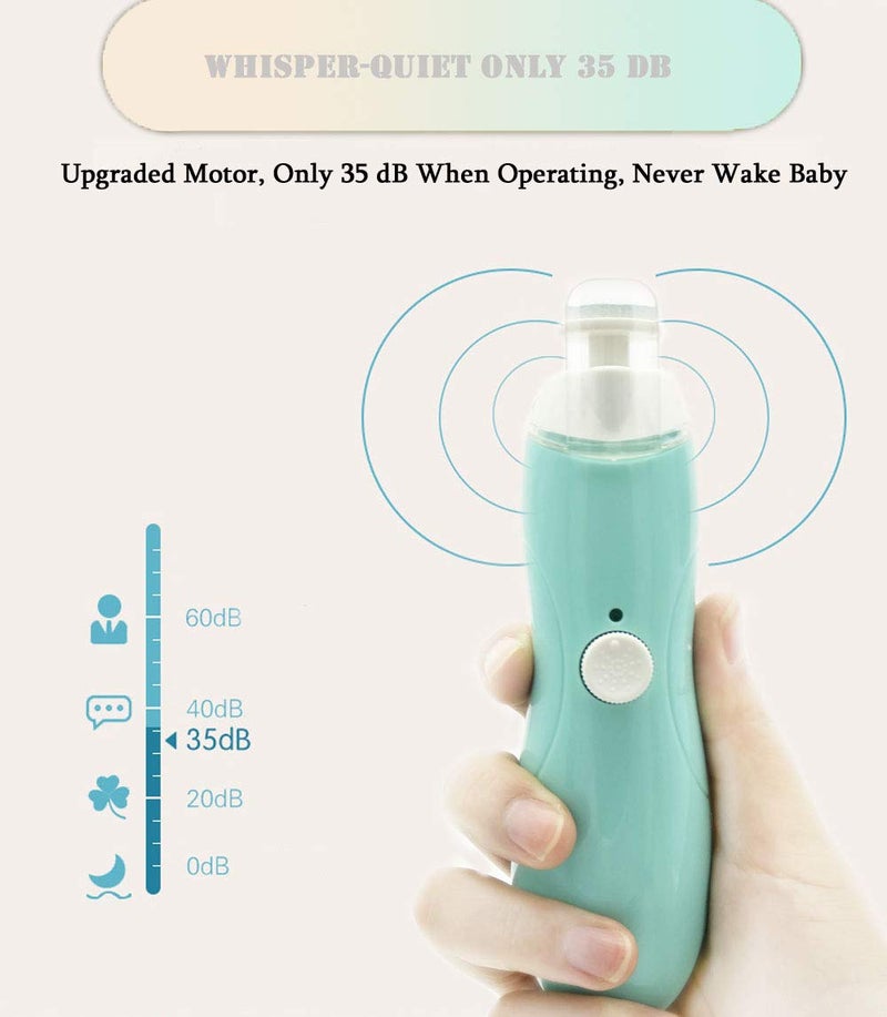 Fansidi Baby Nail Trimmer Electric Rechargeable, Gentle Baby Nail File Electric| 13 Grinding Heads| Stepless Speed| LED Light| Dust Shield| Baby Nail Clippers for Newborn Infant Toddler, Blue - Image 4