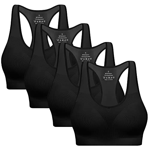 BHRIWRPY Racerback Sports Bras for Women with Pads - High Impact Athletic Tank Tops for Yoga and Workout Brassieres Bra - Image 1