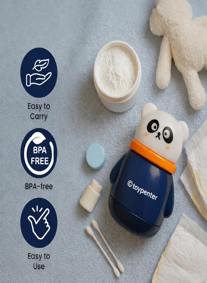 TOYPENTER Portable Baby Skin Care Baby Powder Puff With Box Holder Container For New Born & Kids For Baby Face & Body (Navy Blue) - Image 4