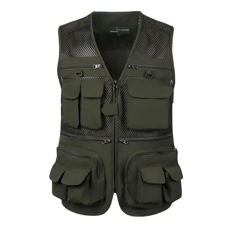 2023 Summer and Overalls Vest Outdoor Multi-Pocket Fishing Mesh Loose Casual Vest N775P52 - Image 5