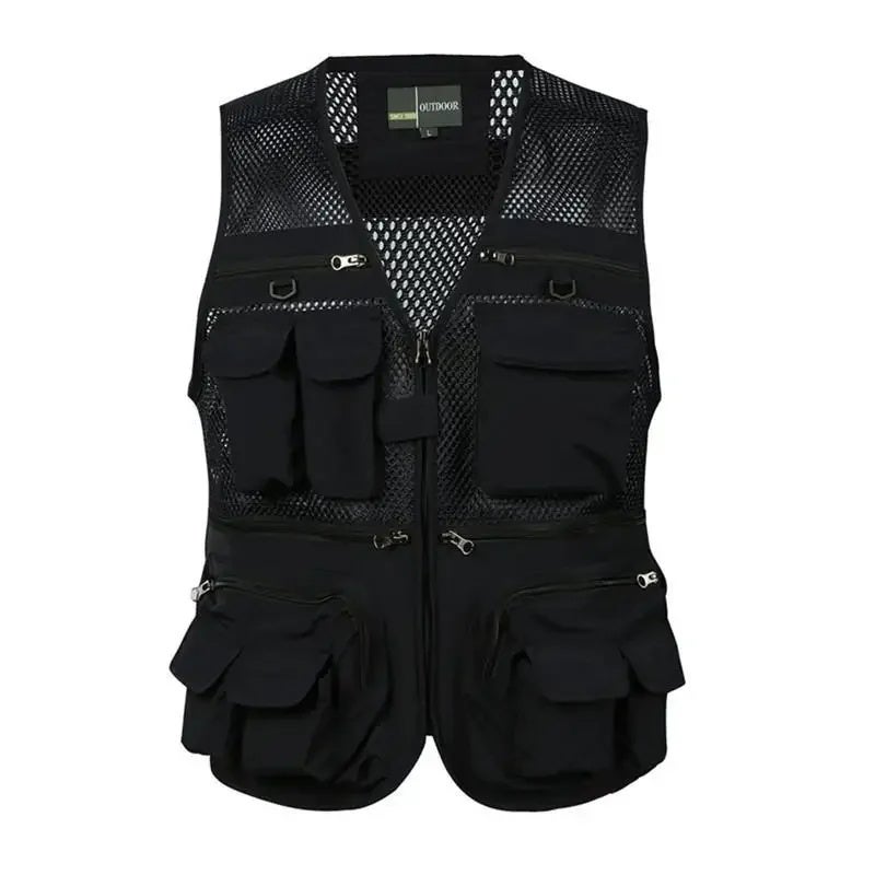 2023 Summer and Overalls Vest Outdoor Multi-Pocket Fishing Mesh Loose Casual Vest N775P52 - Image 4