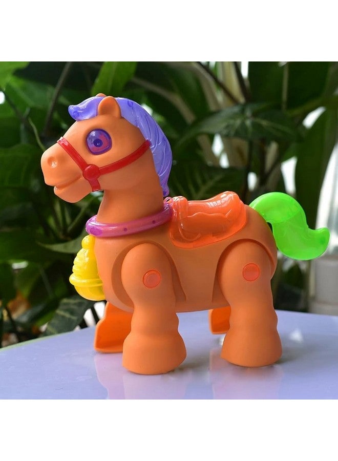 في جراسب لعبة المهر الصغير المتحرك اللطيفة الملونة من VGRASSP للأطفال والصغار مع أضواء جميلة وموسيقى ديناميكية مع صوت صهيل - (الحجم - 17.5 × 8 × 16 سم) - اللون حسب المخزون - Image 1