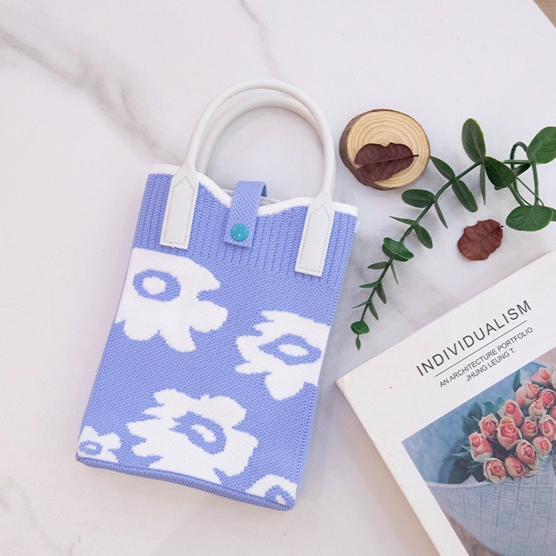 Small Flower Shoulder Bag 2024 Portable Simple Travel Collocation Knitted Handbag Student Casual Bag Large Capacity Mobile Phone - Image 5