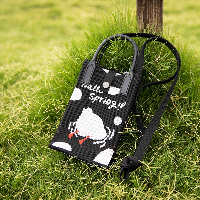 Small Flower Shoulder Bag 2024 Portable Simple Travel Collocation Knitted Handbag Student Casual Bag Large Capacity Mobile Phone - Image 1
