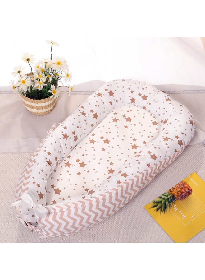 ILovhaprty Star Pattern Baby Lounger for Newborns – Portable Removable and Washable Crib-in-Crib Soft Breathable Infant Nest for Co-Sleeping Tummy Time for 0–12 Months - Image 1