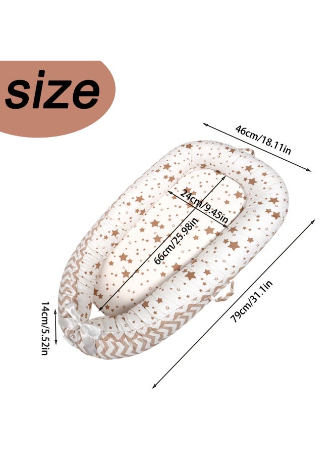 ILovhaprty Star Pattern Baby Lounger for Newborns – Portable Removable and Washable Crib-in-Crib Soft Breathable Infant Nest for Co-Sleeping Tummy Time for 0–12 Months - Image 2