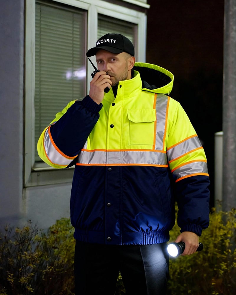 Shyyween 2 Pack Hi Vis Safety Jacket Unisex 150d Reflective Winter Rain Waterproof Coat for Bomber Construction Work(Large) - Image 2