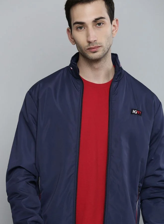 ذا انديان كراج كو The Indian Garage Co Men Slim Fit Solid High Neck Long Sleeves Jacket