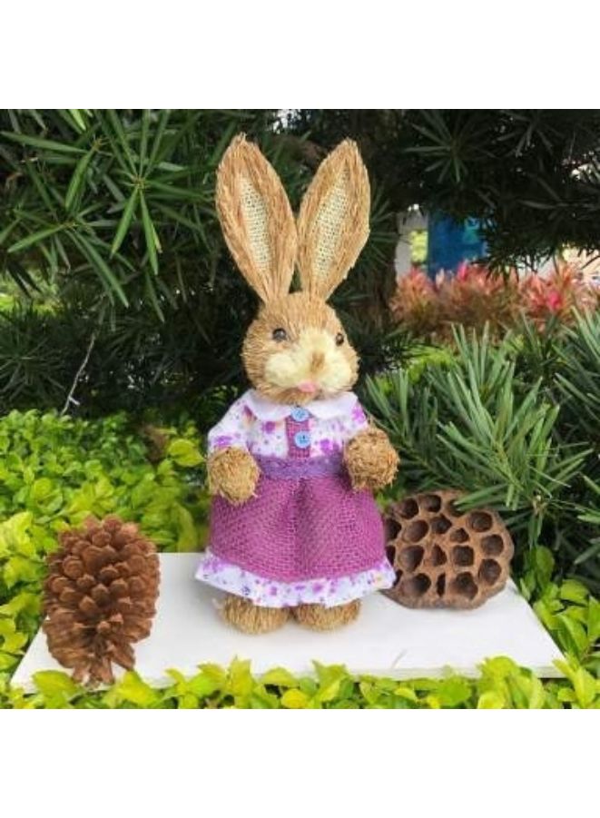 35cm Handmade Straw Rabbit Straw Bunny for Decoration Artificial Animal Home Furnishing Shop Decoration - Image 2