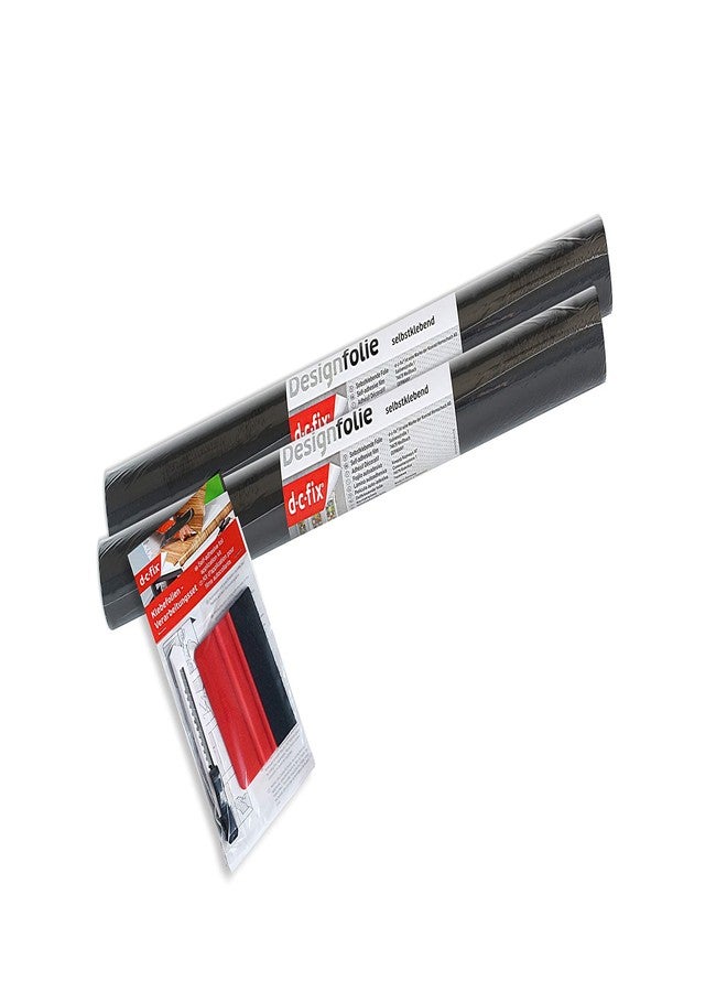 d-c-fix 346-0002-2PKA Decorative Self-Adhesive Film, Matte Black, 17" x 78" Roll, 2-Pack with Applicator - Image 2
