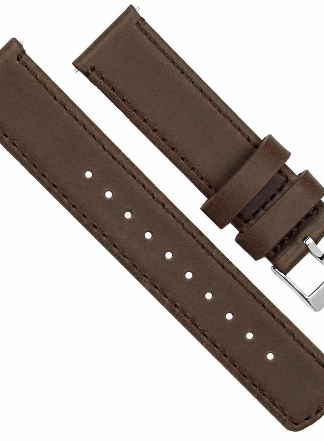Barton Watch Bands Barton Quick Release - Top Grain Leather Watch Band Strap - Choice of Width - 16mm, 18mm, 19mm, 20mm, 21mm 22mm, 23mm or 24mm, Saddle Leather/Saddle Stitching, 22mm, Traditional - Image 3