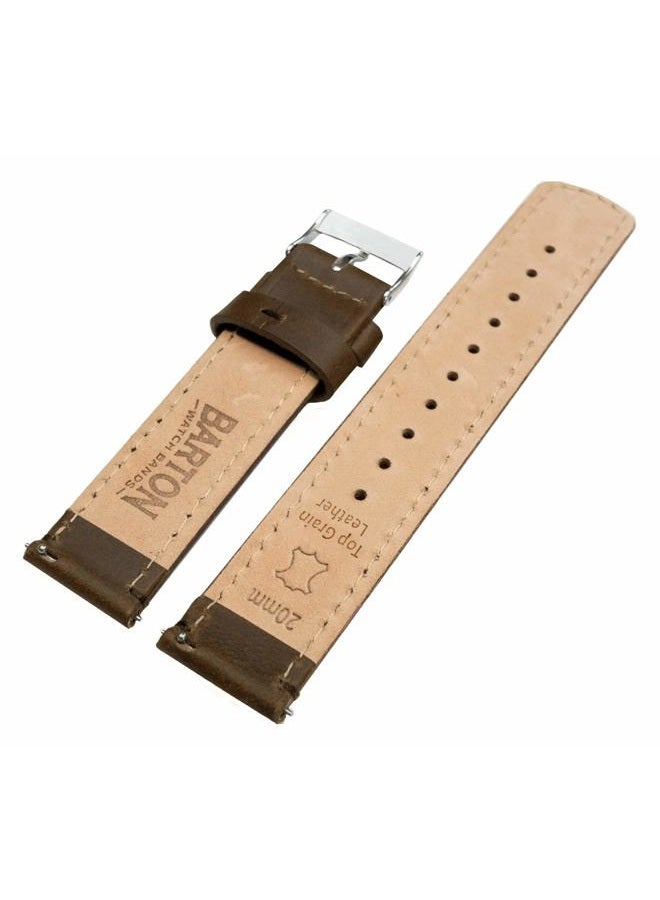 Barton Watch Bands Barton Quick Release - Top Grain Leather Watch Band Strap - Choice of Width - 16mm, 18mm, 19mm, 20mm, 21mm 22mm, 23mm or 24mm, Saddle Leather/Saddle Stitching, 22mm, Traditional - Image 4