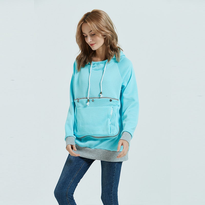 Oversized Pocket Hoodie Sweatshirt for Women White  - Image 2